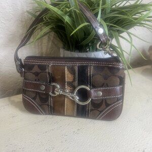 COACH PATCHWORK Vintage (2004) Leather Suede Fabric Signature C WRISTLET Wallet